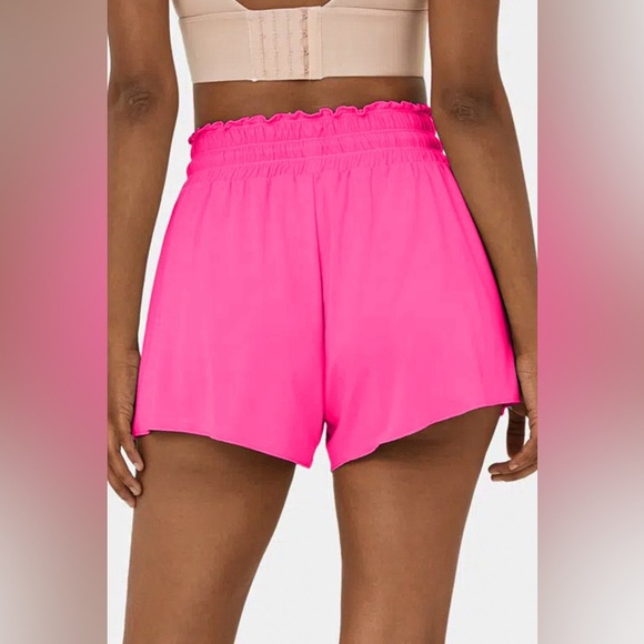 Bright Pink Frilly High Waist Petal Wrap Athletic/Swim Shorts NWT - Picture 2 of 8